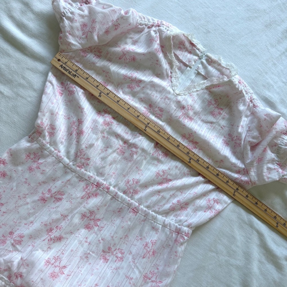 Vintage Coquette Pink Floral Lace Dobby Tiered Mini Dress Love Shack Fancy Style - Picture 5 of 5